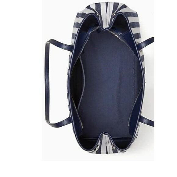 NEW KATE SPADE Street Tote Bag Blazer Blue White Stripe Small Side Snap $299 - Picture 11 of 11